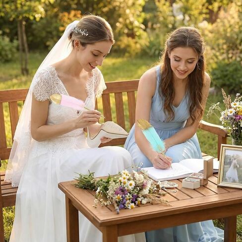 12 Pack Feather Ballpoint Pens Vintage Quill Pen Set with Assorted Colors & Gold Finish Barrels 10 in Retro Writing Instrument for Wedding Guest Book, Office Decor, and Party Favors (Black Ink) in Kuwait