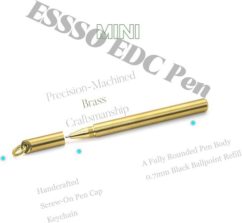 قلم نحاسي صغير - جيب صغير مصنوع يدويًا من النحاس الصلب بتصميم كلاسيكي وقلم سلسلة مفاتيح مع كتابة سلسة، يتضمن عبوتين احتياطيتين وحقيبة هدايا in Kuwait