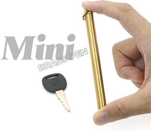 قلم نحاسي صغير - جيب صغير مصنوع يدويًا من النحاس الصلب بتصميم كلاسيكي وقلم سلسلة مفاتيح مع كتابة سلسة، يتضمن عبوتين احتياطيتين وحقيبة هدايا in Kuwait