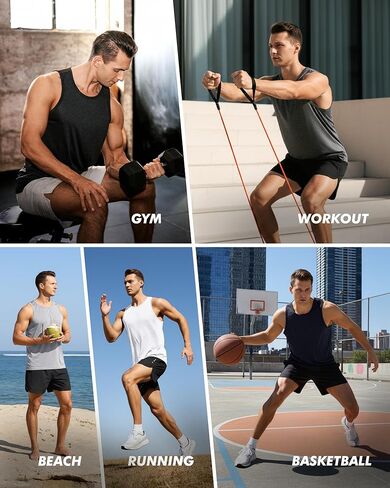 3 قطع من القمصان بدون أكمام للرجال - قمصان صيفية سريعة الجفاف وممتصة للرطوبة وتمارين العضلات بدون أكمام للجري في صالة الألعاب الرياضية والشاطئ in Kuwait