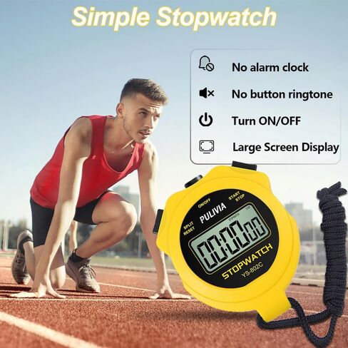Digital Stopwatch Timer Only Stopwatch with ON/Off, NO Bell No Whistle Silent Basic Operation Children Friendly, PULIVIA Sport Stopwatch for Coaches Kids Swimming Running in Kuwait