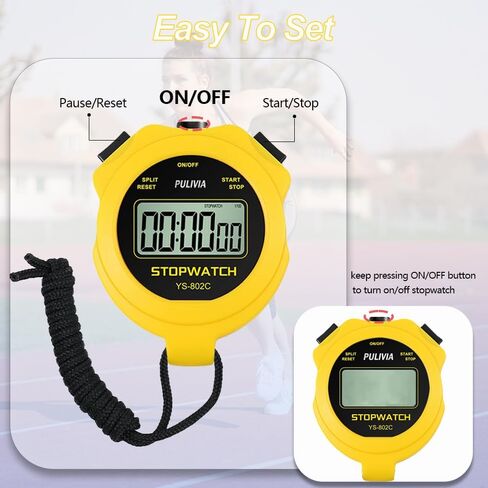 Digital Stopwatch Timer Only Stopwatch with ON/Off, NO Bell No Whistle Silent Basic Operation Children Friendly, PULIVIA Sport Stopwatch for Coaches Kids Swimming Running in Kuwait