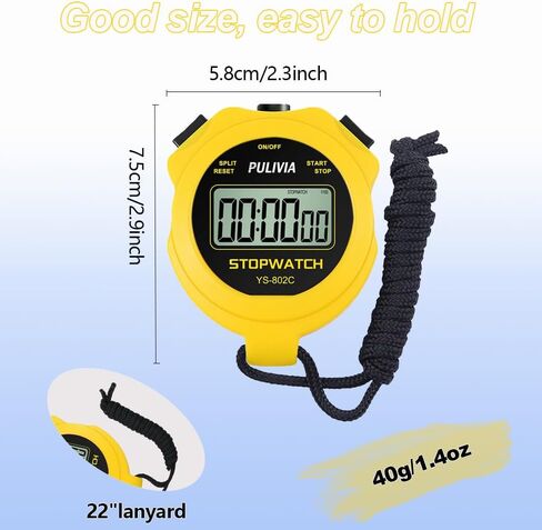 Digital Stopwatch Timer Only Stopwatch with ON/Off, NO Bell No Whistle Silent Basic Operation Children Friendly, PULIVIA Sport Stopwatch for Coaches Kids Swimming Running in Kuwait
