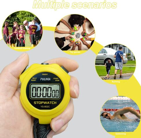 Digital Stopwatch Timer Only Stopwatch with ON/Off, NO Bell No Whistle Silent Basic Operation Children Friendly, PULIVIA Sport Stopwatch for Coaches Kids Swimming Running in Kuwait