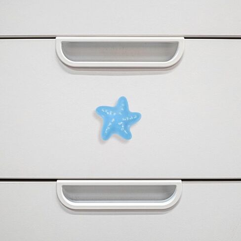 Luxshiny Cartoon Ceramic Cabinet Knobs and Drawer Pull Handles, Blue Sea Creature and Shell Design, Room Wardrobe and Desk Hardware, Decorative Furniture Pulls for Bedrooms in Kuwait