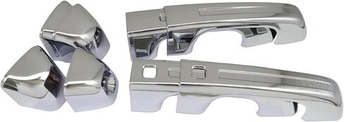 4 Pcs Chrome Door Handle Covers With 2 Front Smart Keyholes Cutout Compatible with 2019-2024 Ram 1500 4DR Model in Kuwait