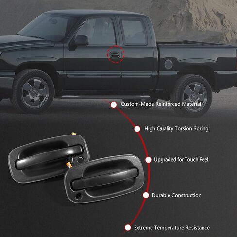 Exterior Door Handle Front Left & Right Pair Compatible with 1999-2007 Chevy Silverado Suburban Tahoe Avalanche GMC Sierra Yukon Cadillac Escalade,Replace 15034985,15034986 in Kuwait