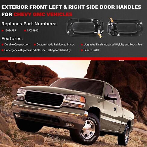 Exterior Door Handle Front Left & Right Pair Compatible with 1999-2007 Chevy Silverado Suburban Tahoe Avalanche GMC Sierra Yukon Cadillac Escalade,Replace 15034985,15034986 in Kuwait