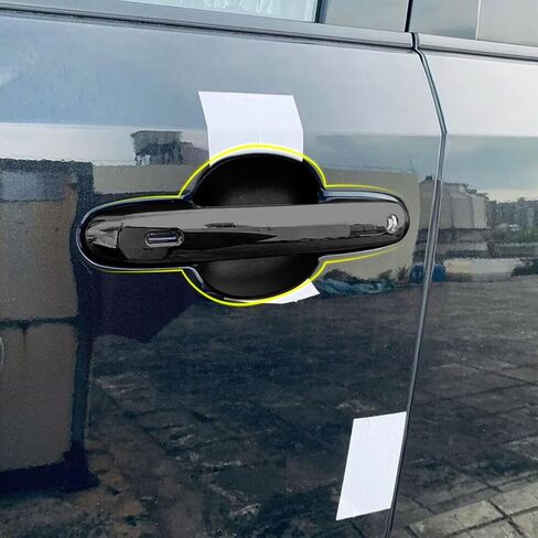 أغطية مقبض الباب الخارجي متوافقة مع Toyota New Grand Highlander 2024 2025 2026 أغطية مقبض الباب ملحقات السيارة الخارجية ABS 8 قطع (نمط أسود لامع) in Kuwait