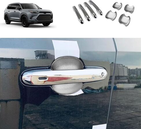 أغطية مقبض الباب الخارجي متوافقة مع Toyota New Grand Highlander 2024 2025 2026 أغطية مقبض الباب ملحقات السيارة الخارجية ABS 8 قطع (نمط أسود لامع) in Kuwait
