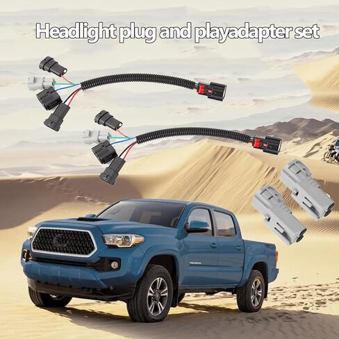 2 Pcs Headlight Conversion Pigtail Connectors Wiring, Headlight Wiring Harness Adapters Fit for Toyota Tacoma 2016-2020, Left and Right Plug and Play Adapters in Kuwait