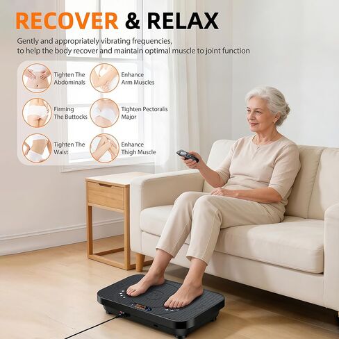 آلة تمرين لوحة الاهتزاز، منصة اهتزاز محمولة لكامل الجسم من PBYRD للتصريف اللمفاوي، 9 أوضاع تلقائية محددة مسبقًا، لوحة اللياقة البدنية لتشكيل فقدان الوزن، مع أشرطة مقاومة، 99 مستوى in Kuwait