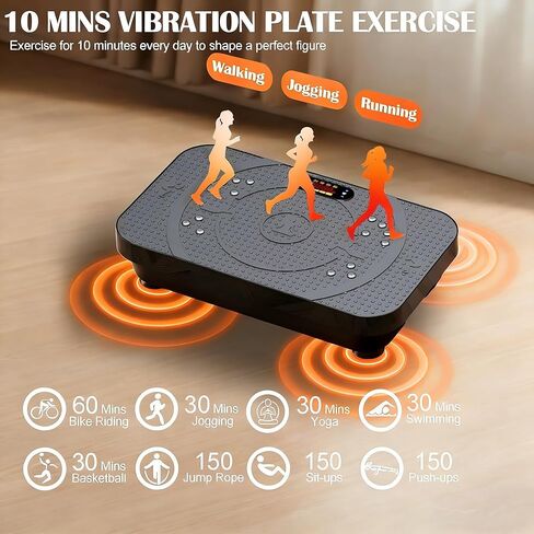 آلة تمرين لوحة الاهتزاز، منصة اهتزاز محمولة لكامل الجسم من PBYRD للتصريف اللمفاوي، 9 أوضاع تلقائية محددة مسبقًا، لوحة اللياقة البدنية لتشكيل فقدان الوزن، مع أشرطة مقاومة، 99 مستوى in Kuwait