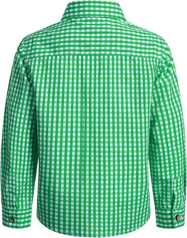 LucMatton Boy's Plaid Button Down Shirt Cotton Classic Fit Long Sleeve Gingham Tops for School Casual Festival in Saudi Arabia