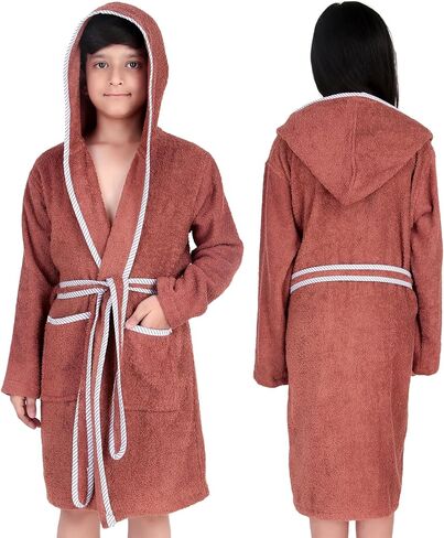 رداء حمام للأطفال من ALLEN & MATE مصنوع من القطن بنسبة 100% مع أنابيب - معتمد للسلامة، متوسط ​​الوزن، خفيف الوزن، سريع الامتصاص للأولاد والبنات in Kuwait