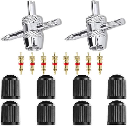 18pcs 4-Way Valve Tool Tire Repair Tools Valve Core Remover Tool Tire Valve Stems with Valve Cores Stem Cover for All Types of Tire in Saudi Arabia