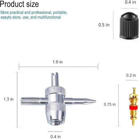 18pcs 4-Way Valve Tool Tire Repair Tools Valve Core Remover Tool Tire Valve Stems with Valve Cores Stem Cover for All Types of Tire in Saudi Arabia