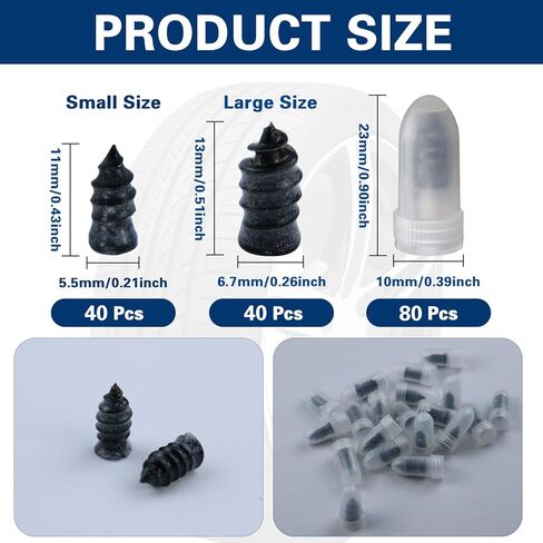 80 Pcs Tire Repair Rubber Nail, Tire Repair Nail Tire Repair Rubber Screws Fast Tool Self-Service Tire Repair Nail Vacuum Suitable for Car Motorcycle Jeep Tire Puncture Repair in Kuwait