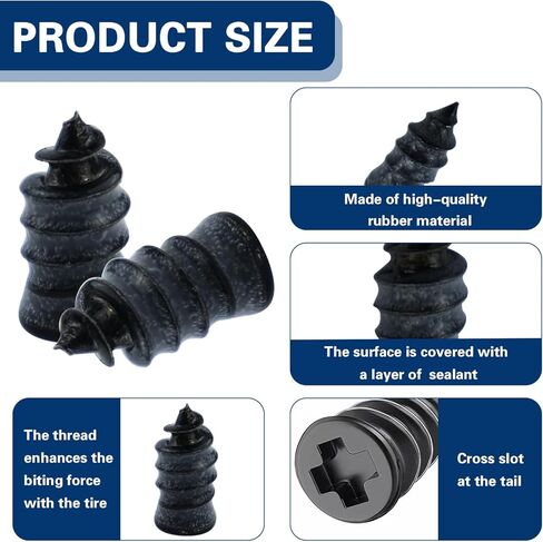 80 Pcs Tire Repair Rubber Nail, Tire Repair Nail Tire Repair Rubber Screws Fast Tool Self-Service Tire Repair Nail Vacuum Suitable for Car Motorcycle Jeep Tire Puncture Repair in Kuwait