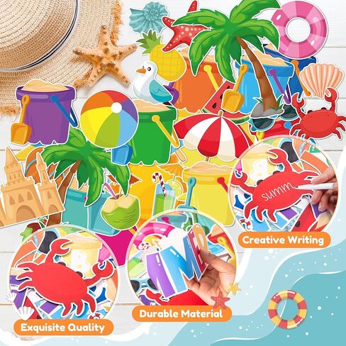 118 قطعة من مجموعة ديكورات لوحة الإعلانات للعودة إلى المدرسة، دلو الصيف الخاص بنا يسرد القواطع والزخارف الحدودية وعلامات اسم شاطئ الشمس ومستلزمات الفصول الدراسية الاستوائية في هاواي وديكور جدار الباب السبورة in Kuwait