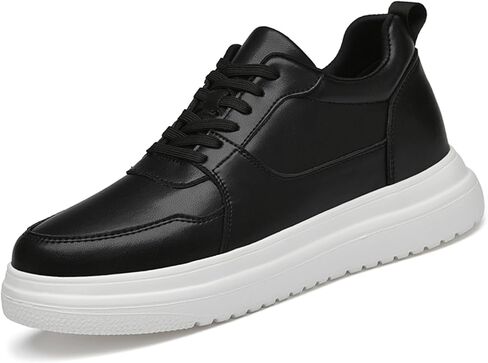 Men's Invisible Height Increasing Leather Sneakers Classic Lace Up 3.9 Inches Taller Fashion Elevator Shoes Breathable Casual Shoes in Kuwait