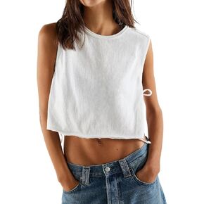 Womens Side Tie Tank Tops Y2k Teen Girls Going Out Sleeveless Camisole Summer Vest Slim Fit Crop Top in Kuwait