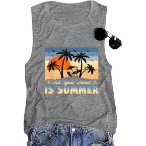 Women Summer Tank Tops Funny Beach Wave Graphic Tees Vintage Sleeveless Tops in Saudi Arabia