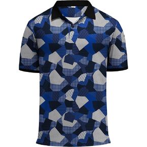 KUYIGO Men's Polo Shirts Moisture Wicking Performance Short Sleeve UPF 40+ Lightweight Print Golf Shirts Athletic Casual in Kuwait