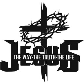 JEWLOVE Thorned Cross with Jesus Metal Wall Art, Christian Cross Wall Decor, Religious Home & Church Sign, Black Metal Scripture Art, 11.8" x 11.2" in Kuwait