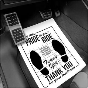 Sun Walker 50 PCS Car Paper Floor Mats, 16 x 20 Inch Disposable Auto Carpet Protector with Footprint Words, Waterproof Temporary Floor Protective Pads for Detailing Detail Wash (White) in Kuwait