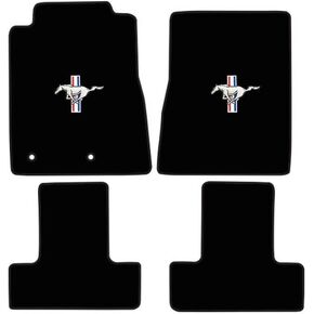 ACC Mats Compatible with 2015-2019 Ford Mustang - 4 PC Black Carpet Floor Mat Set w/Pony Tri-Bar Logo on Front Mats in Kuwait