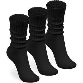 Teruntrue Womens Crew Slouch Socks Cozy Cotton Retro Solid Ribbed Mid Calf Scrunch Socks for Casual Athletic in Kuwait