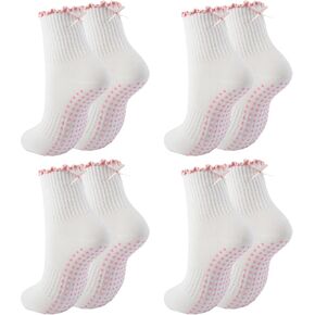 جوارب بيلاتيس لطيفة للنساء - جوارب وردية غير قابلة للانزلاق مع مقابض لليوجا والباري والباليه والرقص in Kuwait