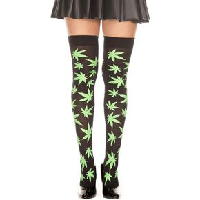MUSIC LEGS المرأة طباعة أوراق الشجر عالية الفخذ in Kuwait