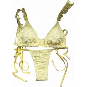 SHENHE Women's Thong Bikini Set Triangle V Neck Ruffle Tie String Brazilian Floral Swimsuits in Kuwait