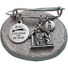 Christmas bangle, Christmas charm bracelet, expandable bangle, charm bangle, personalized bracelet, initial bracelet, monogram in Kuwait