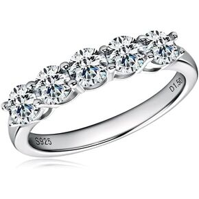 جيهانا مويسانيتي خواتم الخلود خواتم الزفاف D اللون VVS1 وضوح دائري قطع رائعة 925 الفضة الاسترليني 5-ستون نصف الخلود الفرقة in Kuwait