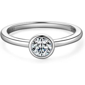 0.5ct Moissanite Bezel Solitaire 925 Sterling Silver Engagement Ring 3-12 S093 in Kuwait