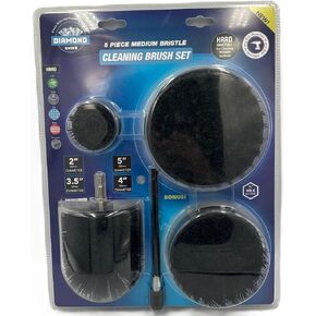 Diamond Shine 5-Piece Firm Bristle Drill Brush Set, Black Nylon Brushes with Hex Shank, 2-5 Inch Diameter Heads, Power Scrubber for Tile, Grout, Tubs with Extension Rod in Kuwait