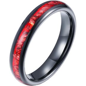 4mm Tungsten Wedding Bands for Women Black Gold Plated Tungsten Carbide Ring with Synthetic Ruby Inlaid Promise Engagement Rings for Her Domed Edges Comfort Fit Size 5-10 in Kuwait