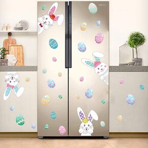 TOARTi Cartoon Easter Bunny Decals,Easter Eggs Wall Stickers, Lovely Baby Room Easter Decoration, Fridge Easte Window Cling Decalsr(33 pcs) in Kuwait