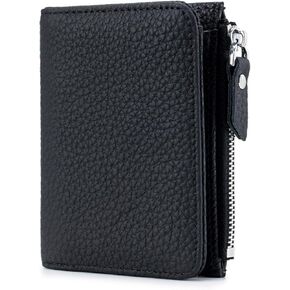 Small Wallet for Women, RFID Blocking Genuine Leather Bifold Zipper Pocket Wallet Credit Card Holder, Small Womens Wallet Purse with ID Window (Black) in Saudi Arabia