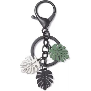 Monstera Leaf Key Chain for Car Keys, Tropical Plant Lover Accessories, Botanical Purse Charm and Bag Pendant, Decorative Nature Jewelry for Women Men, Green Foliage Aesthetic in Kuwait