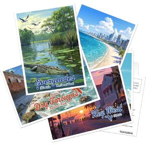SHOXREM Florida Postcards Set, 24 Pieces, 4x6 inches, Retro Travel Landmark Posters Wall Decor in Kuwait