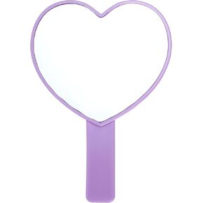 Heart-Shaped Handheld Mirror with Handle, Portable Travel Makeup Hand Mirrors Decorative Mini Heart Cosmetic Lash Mirror for Women Girls (Purple) in Saudi Arabia