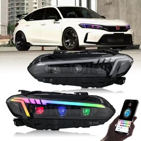 T T-ABC New Headlamp Compatible with 2022-2025 Honda Civic Front Lights Sedan LX EX EX-L Sport Touring Hybrid Hatchback Type R Front Lamp 11th Gen Accessories Sequential Animation Not Fit AFS in Kuwait