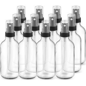 12-Pack 4 Oz Clear Glass Spray Bottles with Lids,Empty Refillable Perfume Fine Mist Atomizer,Leak-Proof Travel Liquid Holder Containers for Cologne,Essential Oils,Room Sprays,Cleaning Solutions in Kuwait
