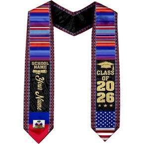 IZI POD Personalized Haitians American Flag Graduation Sash 2026, Haiti Graduation Stole, Haitians Grad Sash Custom in Kuwait