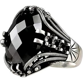 Cutesmile Vintage Silver Ring Black CZ Crystal Ring (10) in Kuwait