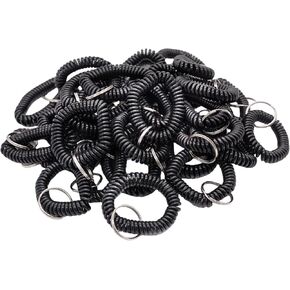 حلقة مفاتيح على شكل ملفوف بلاستيكي متين - مثالية للرياضة والاستخدام اليومي، سلسلة مفاتيح لسوار زنبركي قابل للتمدد - أسود 50 قطعة in Kuwait